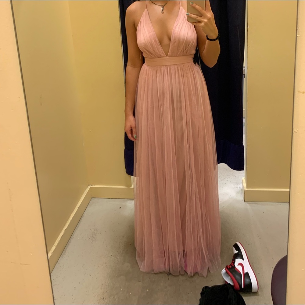 Mauve long open back dress